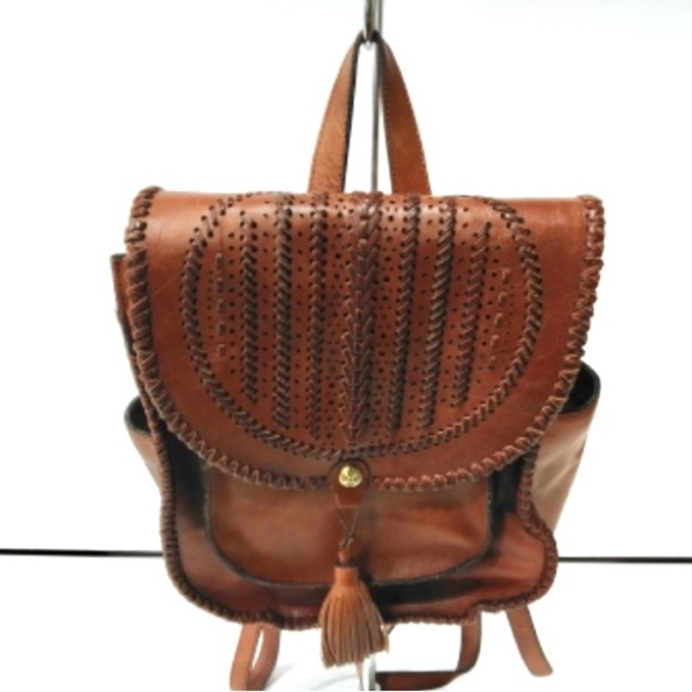 PATRICIA NASH “JOVANNA” COGNAC WOVEN LEATHER BACKPACK IN EUC. RETAIL $269.00